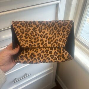 J. Crew Black and Leopard Print Clutch